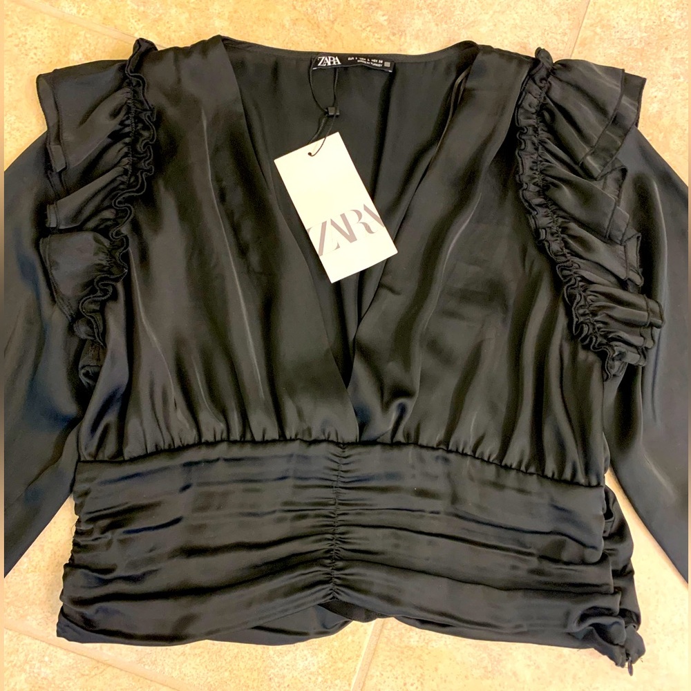 Zara blouse sexy fitted waist NWT
